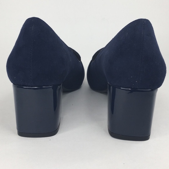 Bandolino Cassa Loafers Navy Blue Block Heels - Picture 5 of 9